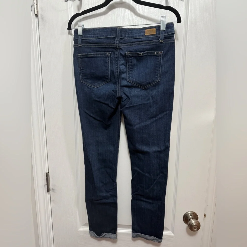 Paige Skyline Skinny Crop cuffed Hem Jeans women’s Sz 26 dark blue closet staple